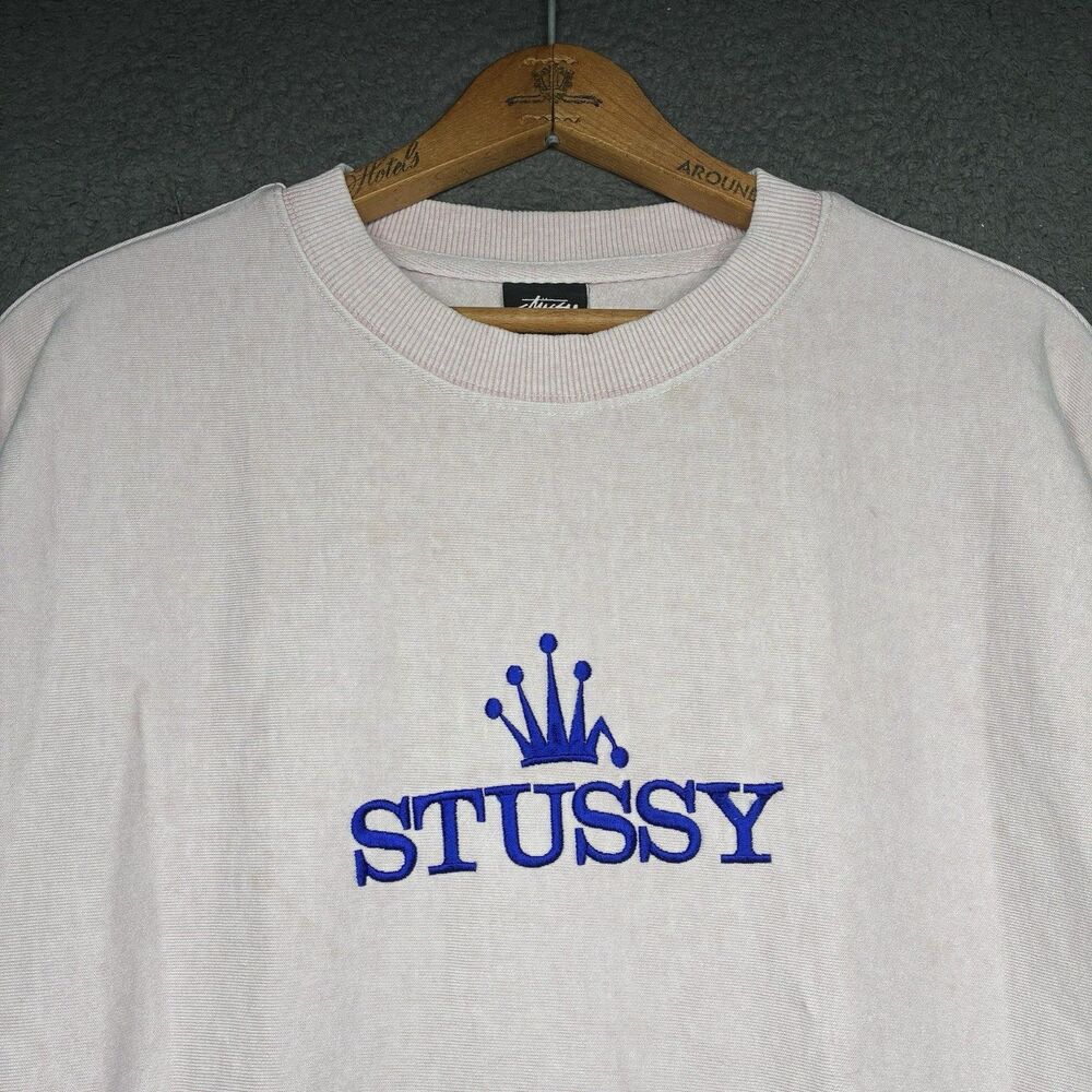 Stussy Glamour Pigment Dyed Crewneck Sweatshirt Mens Small Bent Crown Y2K Skater